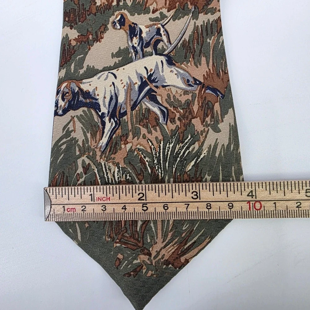 A ROGERS HUNTING DOG TIE MENS CLASSIC NECK OUTDOORS SPORTING VINTAGE 90S NWOT